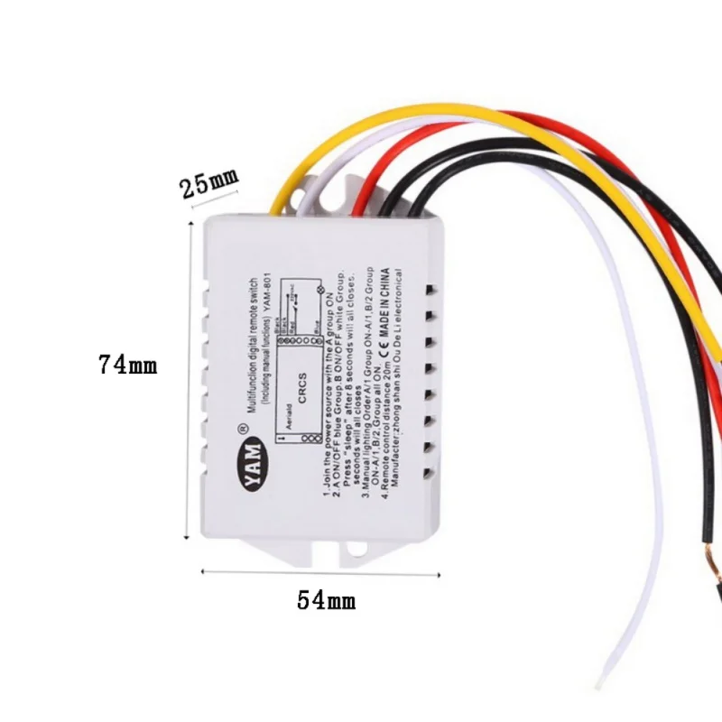  220V 1/2/3 Ways Wireless ON/OFF Lamp Remote Control Switch Receiver Transmitter - 32815048344