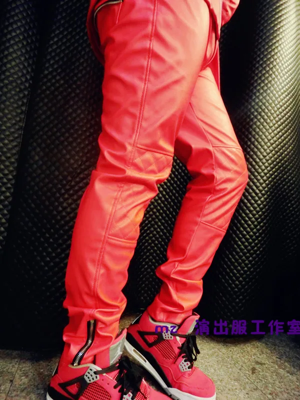 

S-3xl ! 2021 Mew Men's Fashion Right Zhi-long Gd Coup D E Tat Same Paragraph Stage Leather Pants Plus Size Trousers Costumes