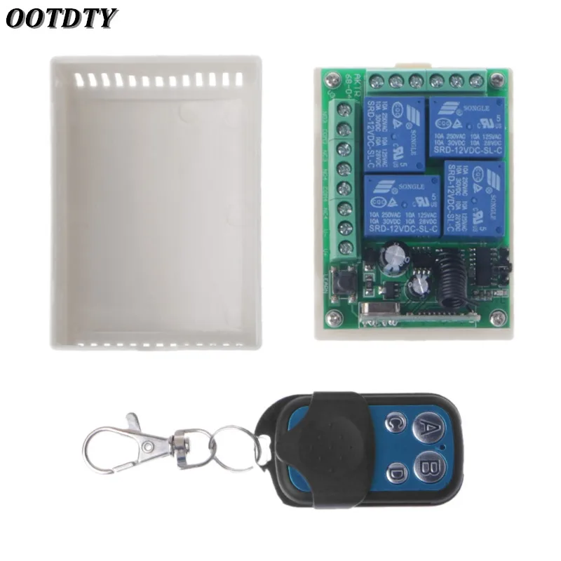 OOTDTY Remote Control 433MHz DC12V 4CH Wireless RF 4-Key Relay Switch Receiver Transmitter JINSHENGDA | Электроника