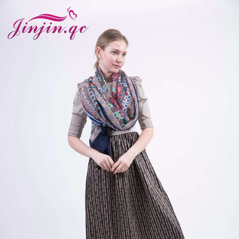 Jinjin.QC fashion geometry women scarf viscose scarves and wraps owl print bandana echarpe foulard drop shipping