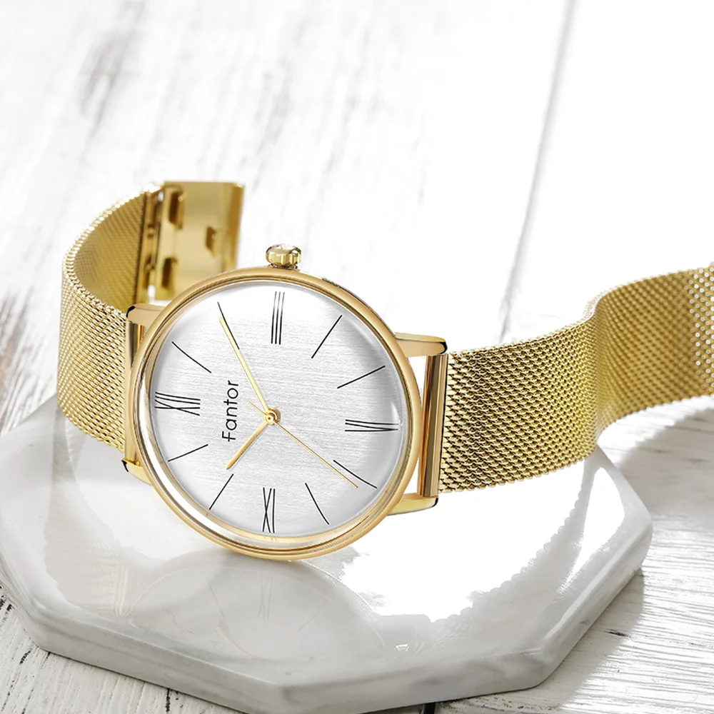 Fantor Топ бренд Новые минималистичные часы для мужчин повседневные кварцевые наручные часы водонепроницаемые серебряные сетки сталь relogio masculino мужские часы