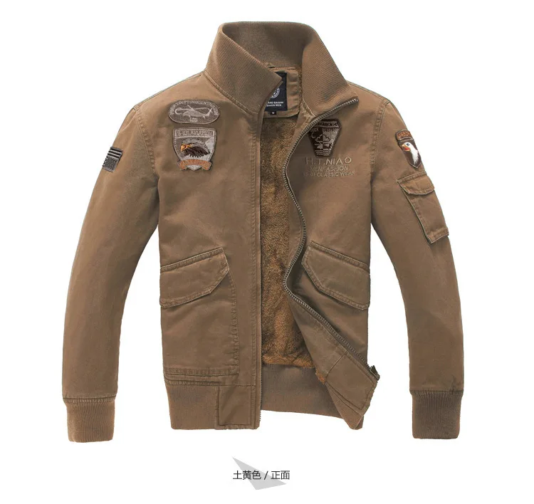 Новинка, мужская мода, ВВС США 1, модная короткая авиационная куртка, хлопковая зимняя теплая куртка-бомбер, мужская куртка в стиле милитари США 4XL - Цвет: Thicken