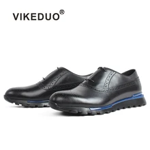 VIKEDUO/мужские кроссовки из натуральной телячьей кожи; повседневная черная обувь с перфорацией типа «броги»; спортивная обувь ручной работы; модная кожаная мужская обувь для прогулок