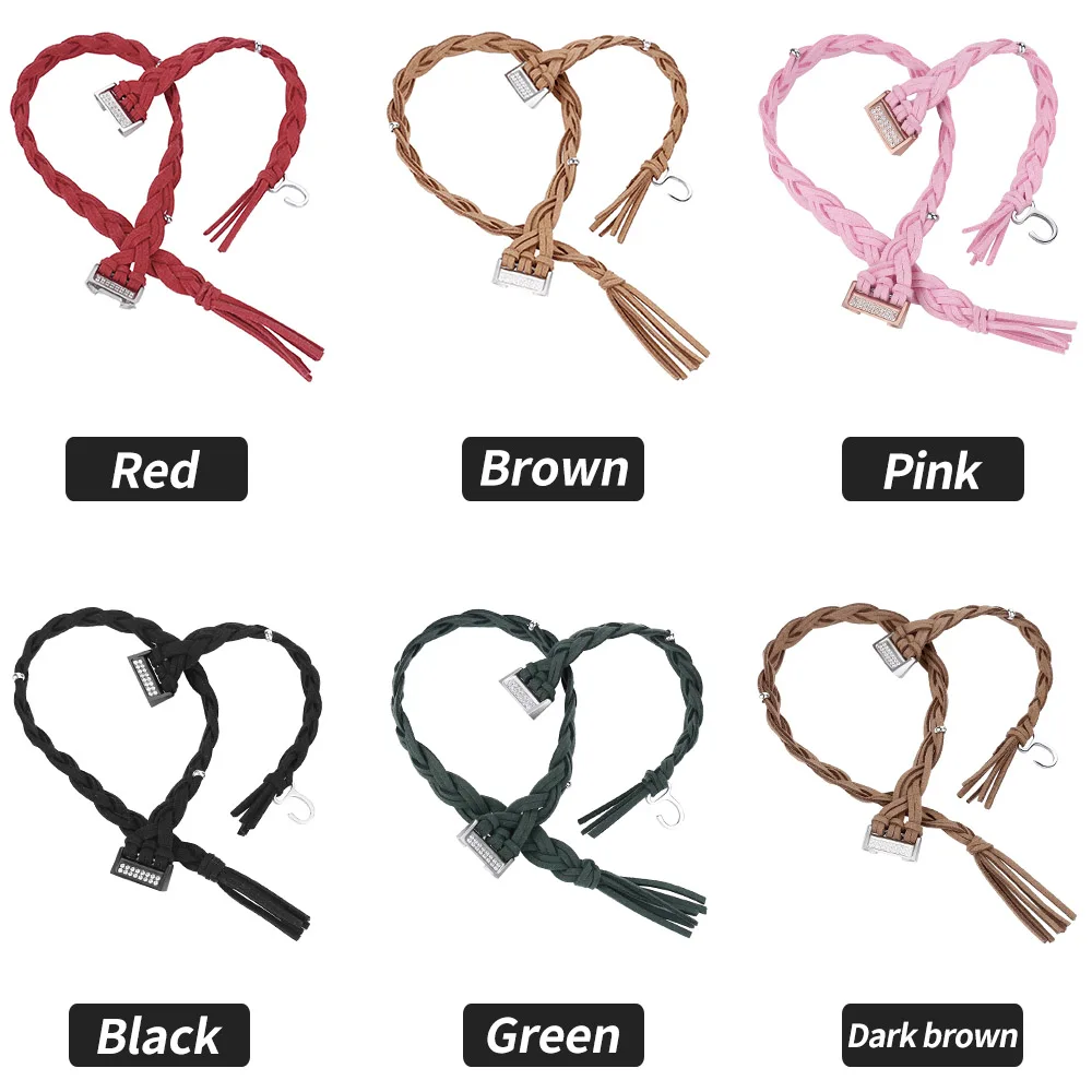 

Women Girls Multilayer Bracelet for Fitbit Charge 3 Watch Band Handmade Woven Leather Strap Long Wrist Belt