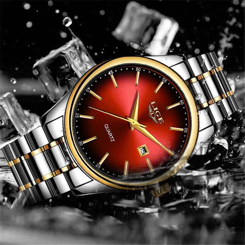 LIGE Для мужчин s часы лучший бренд класса люкс Полный Сталь Бизнес кварцевые часы Для мужчин Фитнес спортивные Водонепроницаемый часы Relojes hombre