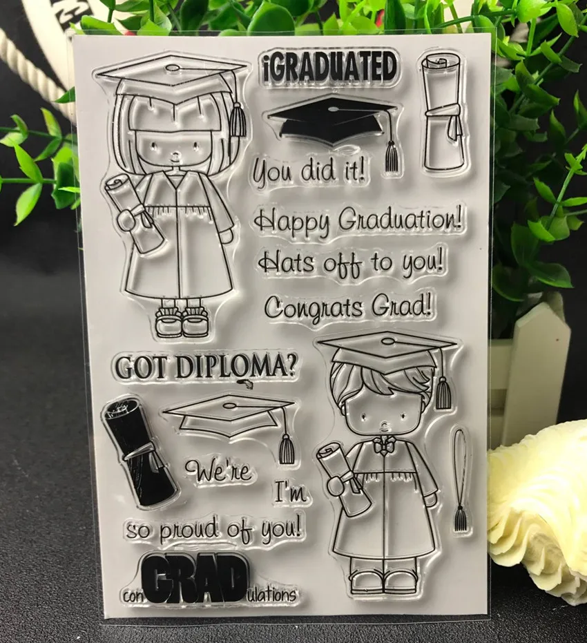 Happy Graduate Transparent Clear Silicone Stamp/Seal for DIY scrapbooking/photo album Decorative clear stamp