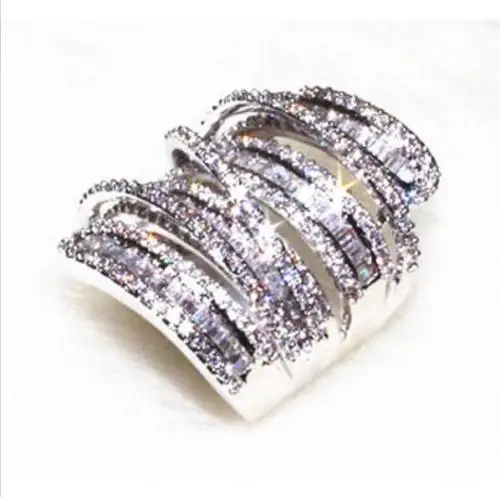 

Choucong Fashion Jewelry 925 Sterling Silver Filled AAA CZ Zirconia Simulated stones Wedding Engagement Wide Band Ring Size5-11