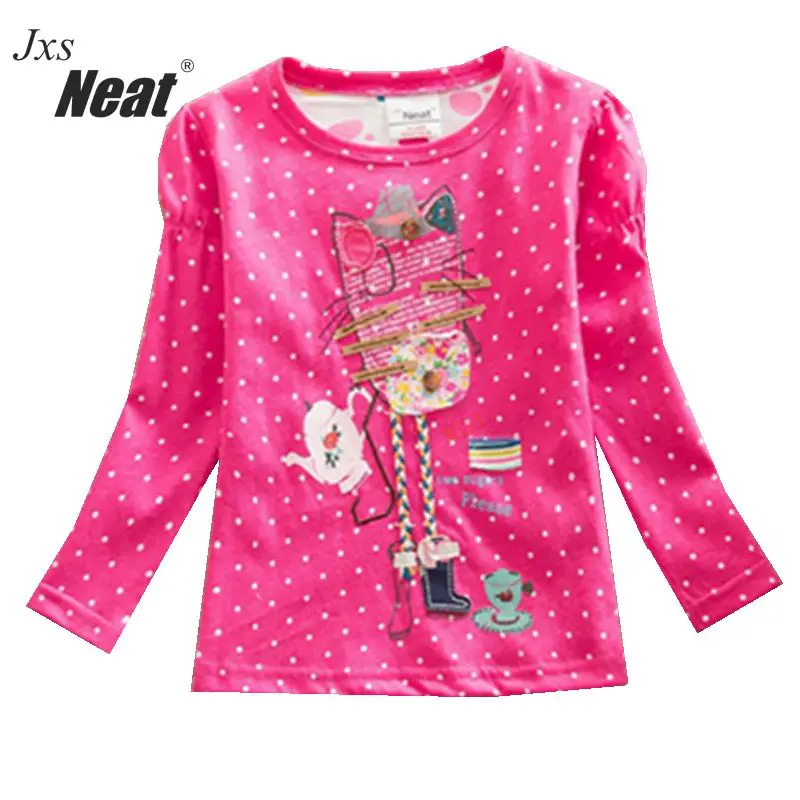 

NEAT Retail 2018 Brand NOVA Baby girl clothes kids long sleeve T-shirt Embroidery flowers 100% Cotton children clothing L220-2