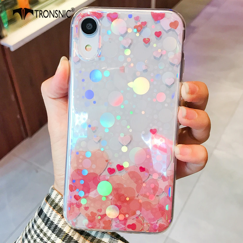 

Tronsnic Love Flowers Phone Case for iPhone X XS MAX XR Shiny Laser Soft Cases for iPhone 5s SE 6S 6 7 8 Plus Transparent Covers