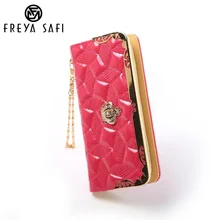 2018 Luxury Vintage Patent Leather Women Long Wallet Female Slim Clutch Wristlet Thin font b Purse