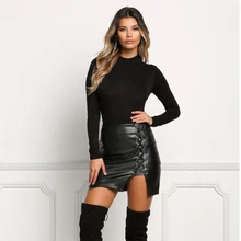 Shikoroleva для женщин мини юбка Высокая талия крест накрест Сексуальная бинты искусственная кожа плюс размеры 5XL 4XL S Карандаш Bodycon короткая