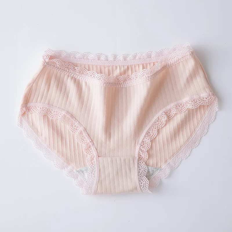 SP& CITY, Япония, простые кружевные бесшовные мягкие воздухопроницаемые трусики, хлопковое менструальное нижнее белье для женщин, сексуальное женское белье, одноцветные Трусы Танга - Цвет: pink