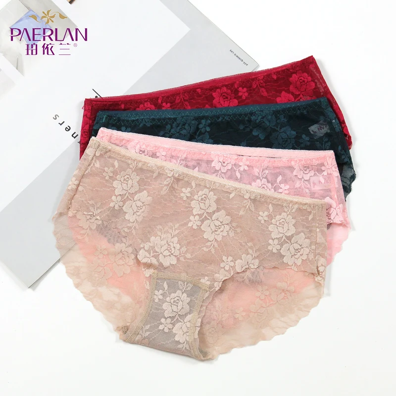 PAERLAN Sexy Lace Pantie One-piece seamless Floral solid briefs low-Rise hips Women underwear PAERLAN Sexy Lace Pantie One-piece seamless Floral solid briefs low-Rise hips Women underwear