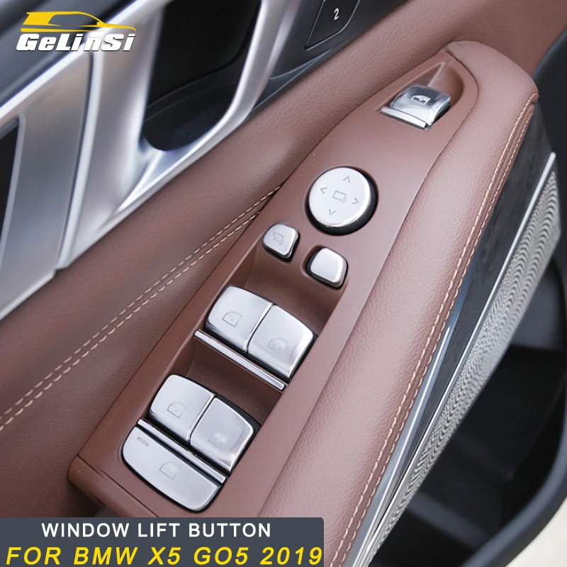 

Gelinsi for BMW X5 G05 2019 Car Styling Door Gate Window Control Button Switch Cover Trim Frame Sticker Interior Accessories