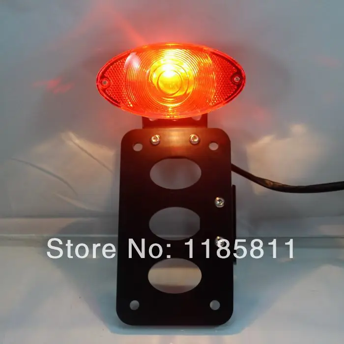 cheap Black Custom License Plate Bracket W Side Mounting Tail Brake Lights Metric Bike Chopper