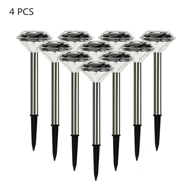 Solar Diamond Light For Garden Decoration 4 pcs/set Three Colors Stainless Steel Outdoor Powered Lights Lamp | Лампы и освещение