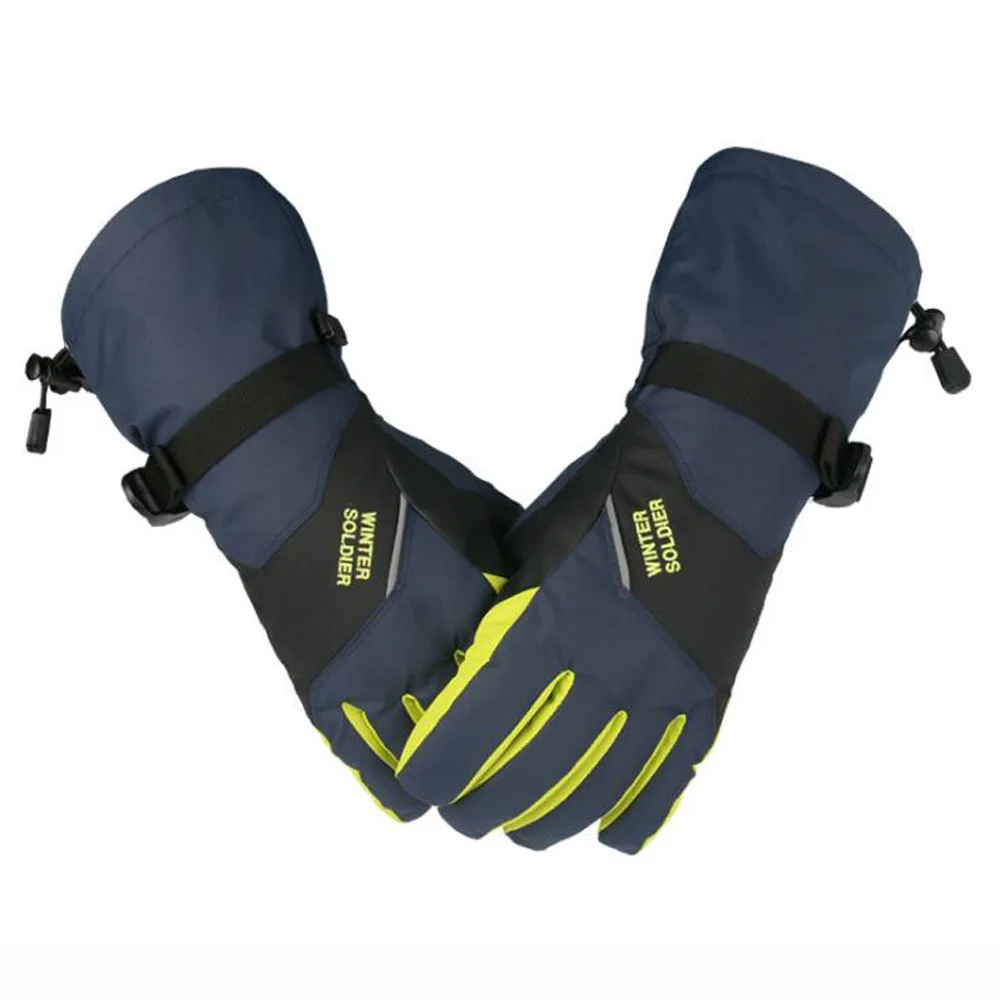 Зимние перчатки для катания на лыжах с сенсорным экраном, плотные теплые перчатки для езды на мотоцикле и велосипеде, водонепроницаемые Лыжные рукавицы - Цвет: Deep blue