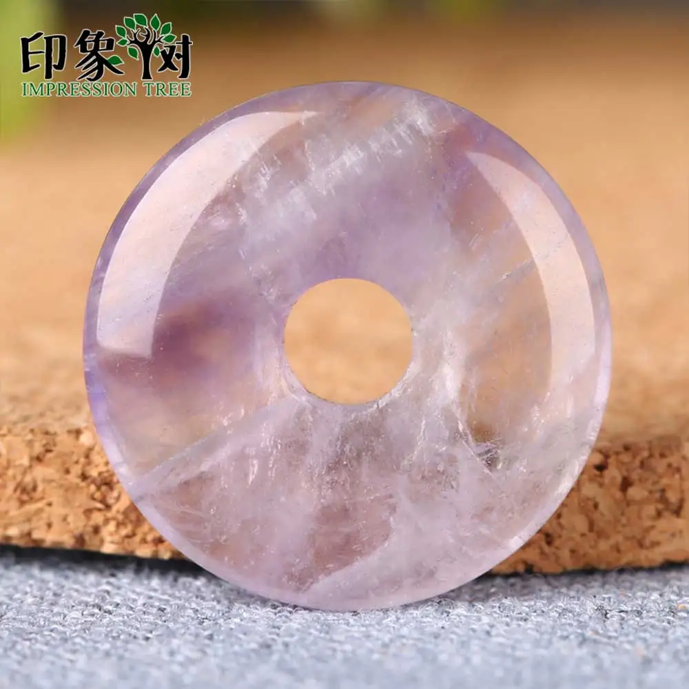 Handmade Natural Purple Quartz Donut Flat Round Beads Smooth Pendant 2pc 20X4mm Fit Necklace DIY For Jewelry Making DIY 18008