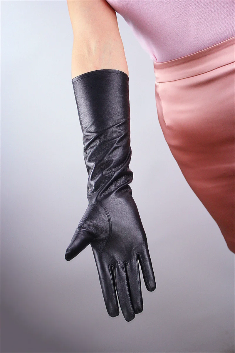 2018 Новый осень/зима женские перчатки из натуральной кожи из овечьей кожи 40 см длинные перчатки модные перчатки TB49