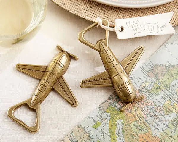 

Unique Wedding Gift for Guests of "Let the Adventure Begin" Airplane Bottle Opener Wedding decoration favors (20 Pieces/Lot)