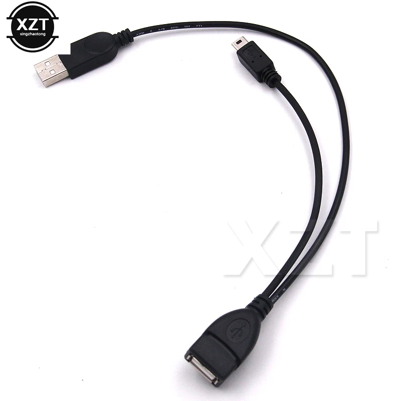30 см мини B USB мужчина к USB Женский OTG+ USB кабель питания Y сплиттер кабель для MP3 MP4 плеер