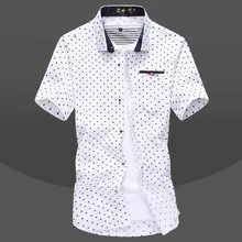Brand New Men s Little Hearts Print Casual Shirt Social Solid Color Shirt Short Sleeve Turn