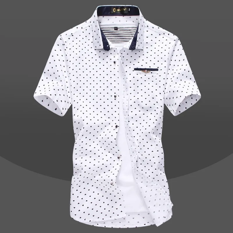 Brand New font b Men s b font Little Hearts Print Casual font b Shirt b