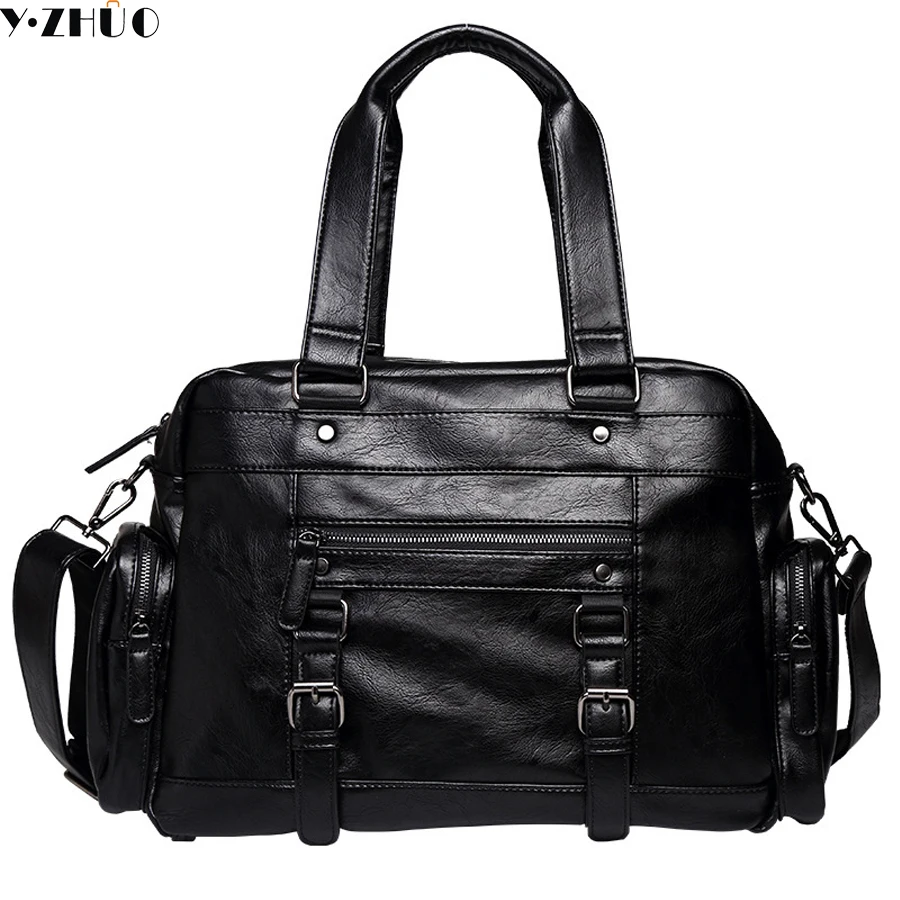 New Fashion Leather Mens Travel Bags Large Capacity Waterproof Duffle Bag Vintage Hand Luggage ...