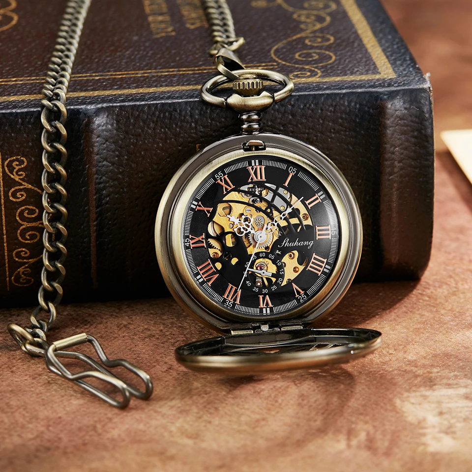 Роскошные Механические карманные часы с цепочкой, крылья ангела, полые, ручная обмотка, Подвесные часы для мужчин и женщин, золотые, серебристые, флип-часы
