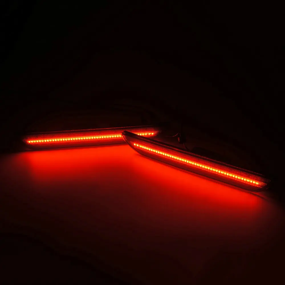 (YM R) For Mustang Car Rear Side Marker Lamps SMD LED Lights For Ford Mustang 2015-2018 Red 12V Black Lens (8)