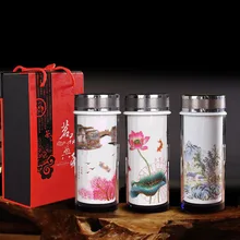 Меняйте Цвет Кристалл синий и белый фарфор двойной изоляции окружающей среды портативный путешествия Офис подарок Вакуумная чашка чай