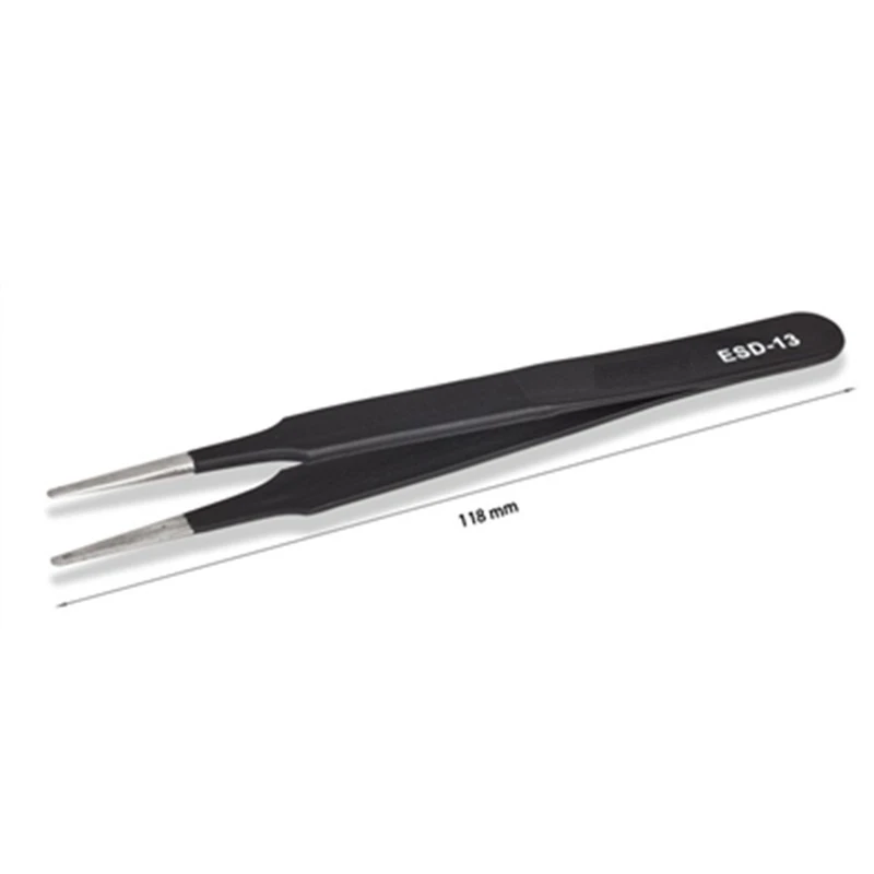 Anti-static Tweezers Industry Fasle Eyelash Extension Eyebrow Tweezer Non-magnetic Nail Stainless Steel Makeup Tools ESD-13