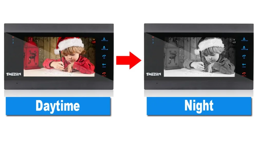 TMEZON 7 Inch Wireless/WIFI Smart IP Video Doorbell Intercom System with 1 Night Vision Monitor + 2 Rainproof Door Phone Camera audio only intercom