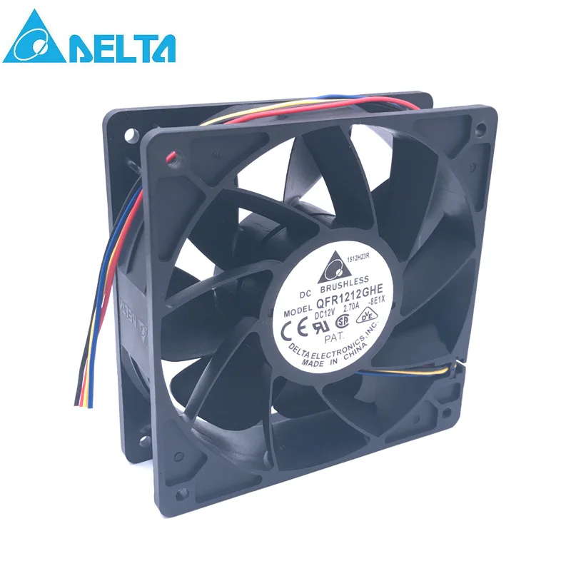 Вентилятор охлаждения для сервера delta QFR1212GHE 12038 4P 12 В 2.7A 74Y5220 120*120*38 мм майнинга