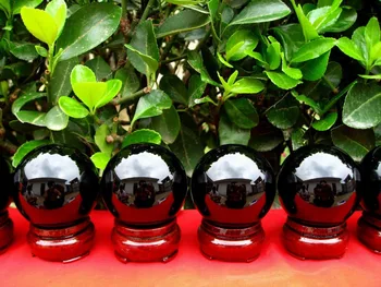 

8 AA NATURAL Obsidian quartz crystal sphere ball+stand