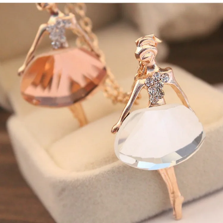 

Korean ballerina necklace female crystal sweater chain wholesale