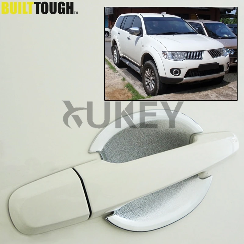 Chrome Door Handle Bowl Cover Trim For Mitsubishi Challenger Pajero