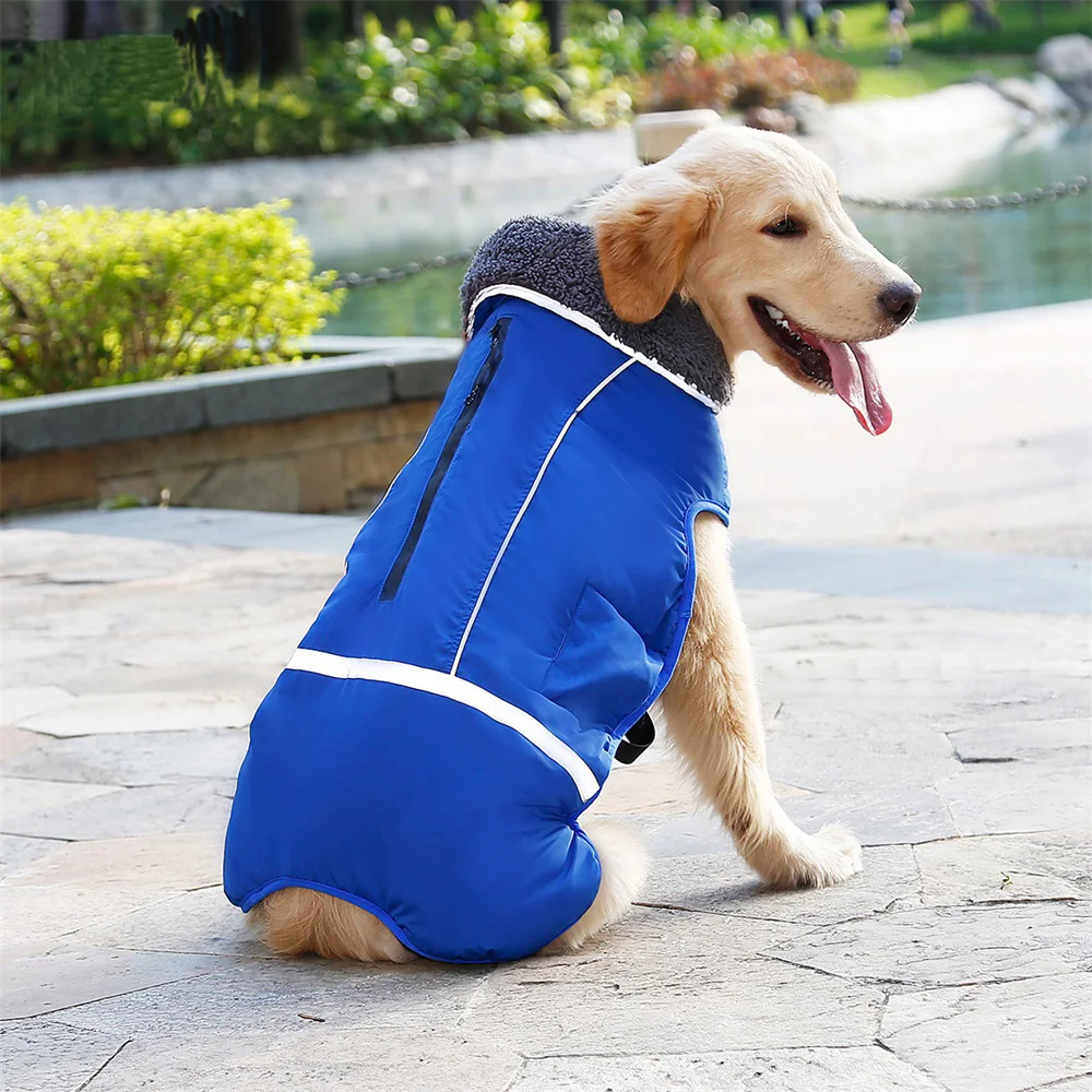 Водонепроницаемая теплая куртка для больших собак, зимняя Мягкая флисовая куртка для больших собак, утолщенная хлопчатобумажная одежда для домашних питомцев, одежда для средних собак