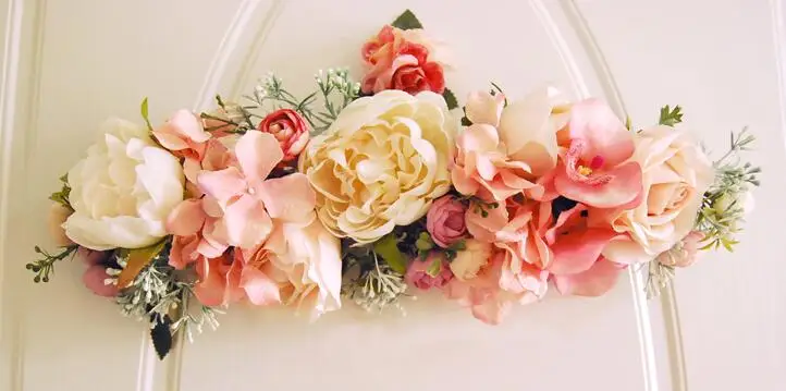 Искусственные гирлянда с розами украшения двери Свадебный домашний Цветочный декор перемычки Цветы Розовый венок - Цвет: B