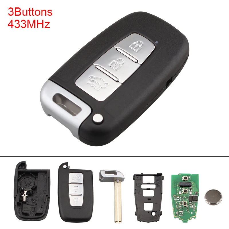 

434MHz 3 Buttons Keyless Uncut Flip Remote Key Fob with PCF7952 Chip for HYUNDAI Vehicle