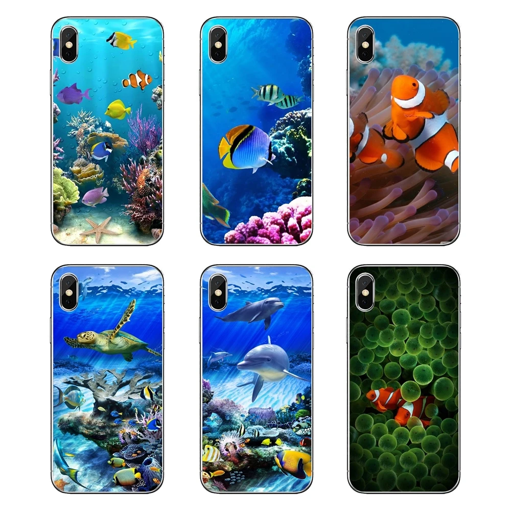 Sea Life &amp Fish Wallpaper Transparent Soft Cases Covers For Samsung Galaxy A5 A6 A7 A8 A9 J4 J5 J7 J8 2017 2018 Plus Prime |