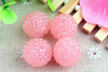 

Kwoi vita Jelly Pink Clear Resin Rhinestone Ball beads Wholesales AAA Quality 20mm Chunky 100pcs/lotfor Kids Jewelry