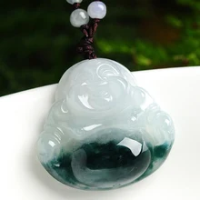 Белый кулон Будды cuiyu из Бирмы cuiyu Будды улыбка плавающие цветы Maitreya Будда женский кулон нефритовый кулон 5230