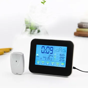 

Touch Screen Thermometer Humidity Monitor Color Digital Display Indoor LCD Thermometer Electronic Clock Weather Forecast