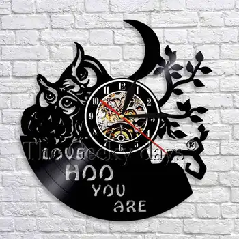 

Love HOO You Are Vinyl Record Wall Clock Owl Art Decorative Time Clock Handmade Animal Nursery Wall Art Decor For Kids