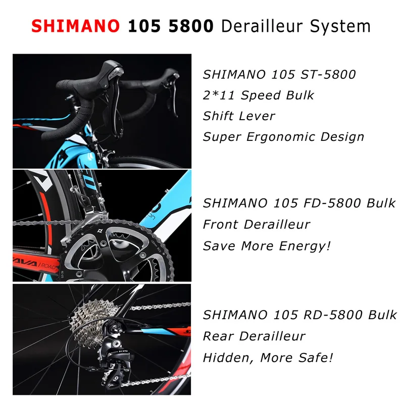 УГЛЕРОДНЫЙ дорожный велосипед SAVA 700C семейный гоночный 22 скорости с SHIMANO 105 5800