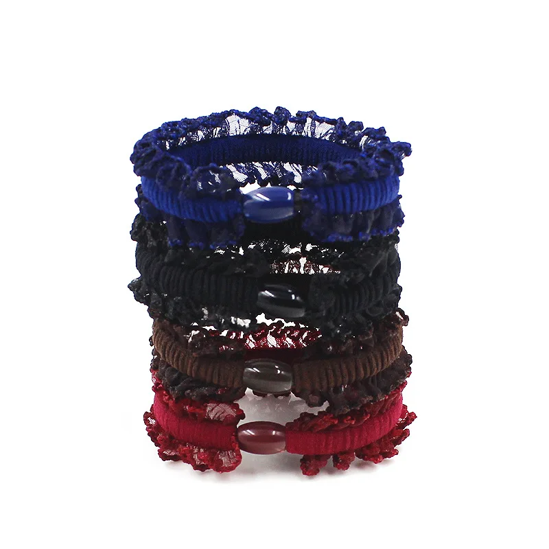 

4Pcs/Lot Fashion Lace Elastic Hair Rubber Band Fabric Ponytail Holders Gum Hair Accessories Girl Women New Elegant Hair Rope