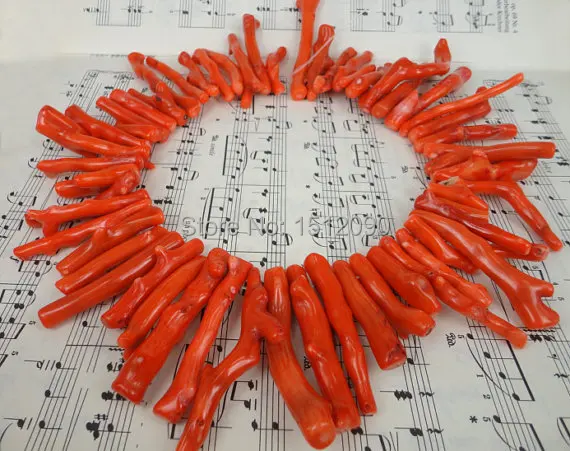 

Big Size,Natural Bamboo Coral Top Drilled Branch Bead Strand,High Quality Orange Coral Tribal Necklace Long Pendant 6-10x35-60mm