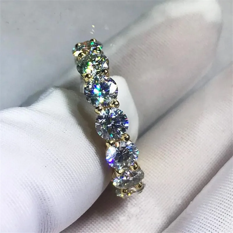 3 colors Finger ring Round 4mm Sona zircon cz Yellow Gold Filled 925 silver Enagement Wedding Band Rings for women Men Jewelry Fashion Jewelry