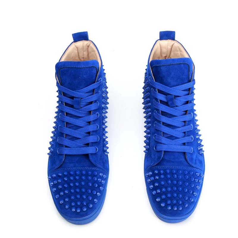 

Men Sneakers High Top Suede Men Casual Shoes Star Runway Shoes Men Flats Front Lace Up Luxury Brand Rivets Embellished Shoes